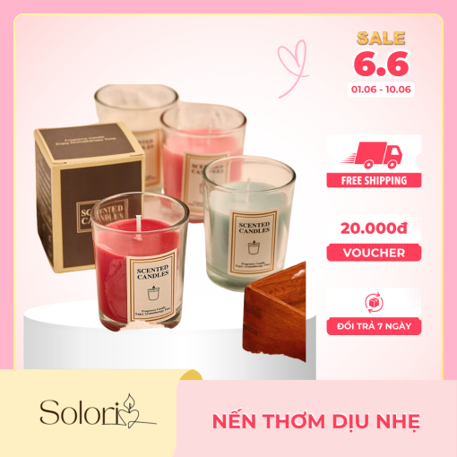 Soloria-Nến Thơm Mùi Dịu Nhẹ An Toàn Không Khói