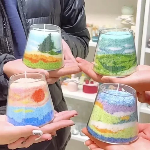 Nến thơm tranh cát màu - Hình ảnh 3
